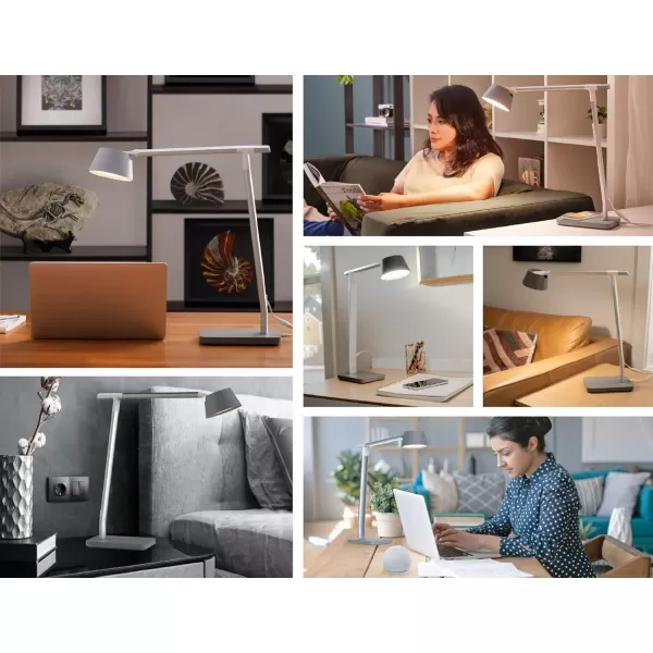 BLACK+DECKER Verve Designer Smart Desk Lamp, Works with Alexa Auto-Circadian Mode, True White LED + 16M RGB Colors, Qi Wireless Charger,