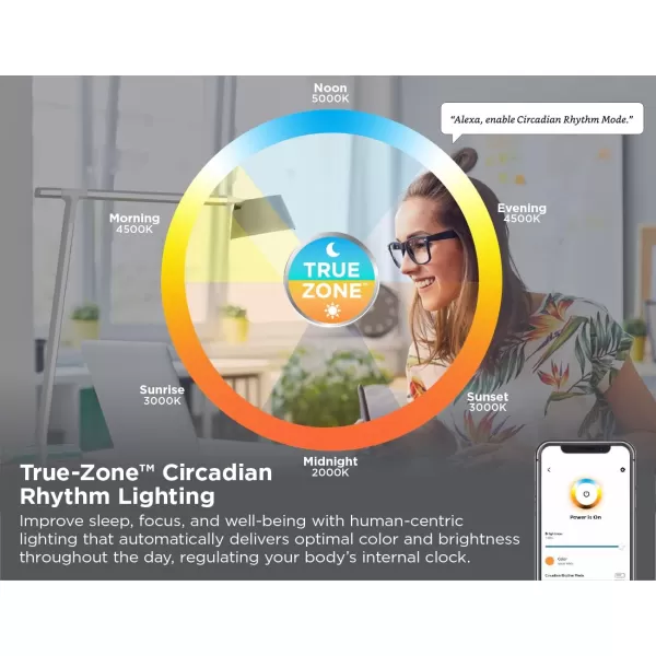 BLACK+DECKER Verve Designer Smart Desk Lamp, Works with Alexa Auto-Circadian Mode, True White LED + 16M RGB Colors, Qi Wireless Charger,