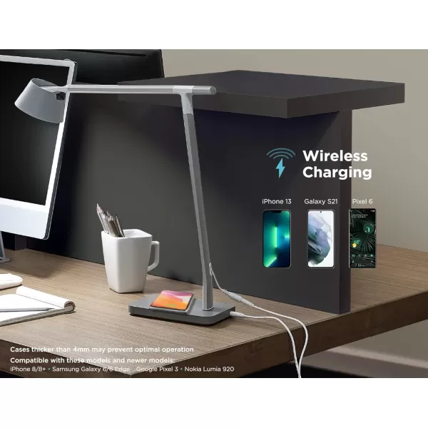 BLACK+DECKER Verve Designer Smart Desk Lamp, Works with Alexa Auto-Circadian Mode, True White LED + 16M RGB Colors, Qi Wireless Charger,