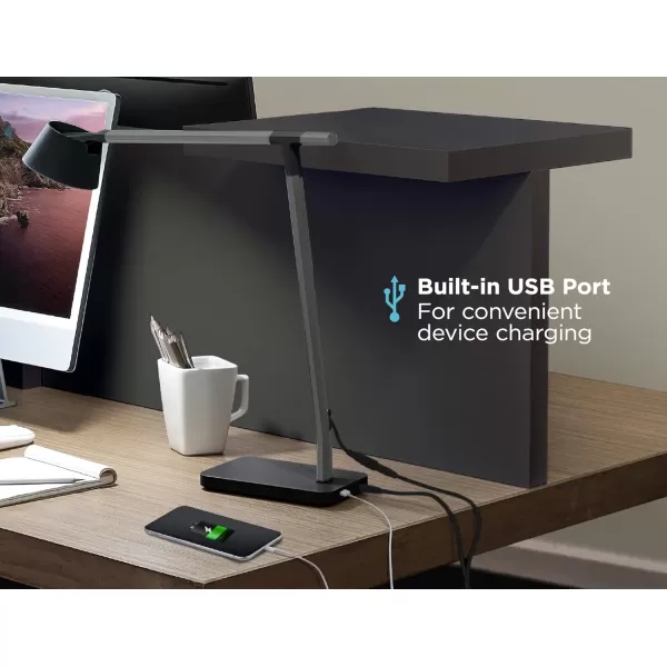 BLACK+DECKER Verve Designer Smart Desk Lamp, Works with Alexa, Auto-Circadian Mode, True White LED + 16M RGB Colors, USB Charging Port,