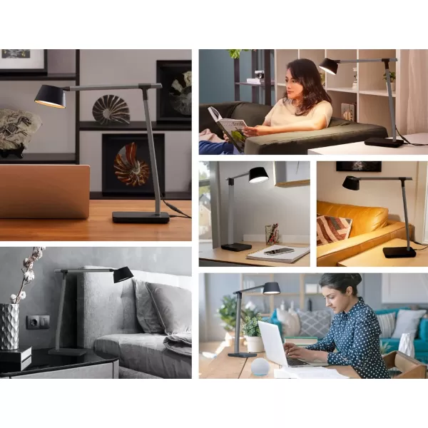 BLACK+DECKER Verve Designer Smart Desk Lamp, Works with Alexa, Auto-Circadian Mode, True White LED + 16M RGB Colors, USB Charging Port,
