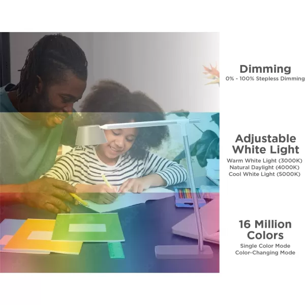 BLACK+DECKER Verve Designer Smart Desk Lamp, Works with Alexa, Auto-Circadian Mode, True White LED + 16M RGB Colors, USB Charging Port,