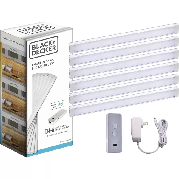 BLACK+DECKER Works with Alexa Smart Under Cabinet Lighting, Adjustable LEDs, 24" Bar, White