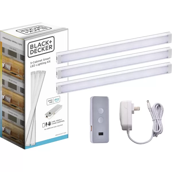 BLACK+DECKER Works with Alexa Smart Under Cabinet Lighting, Adjustable LEDs, 24" Bar, White