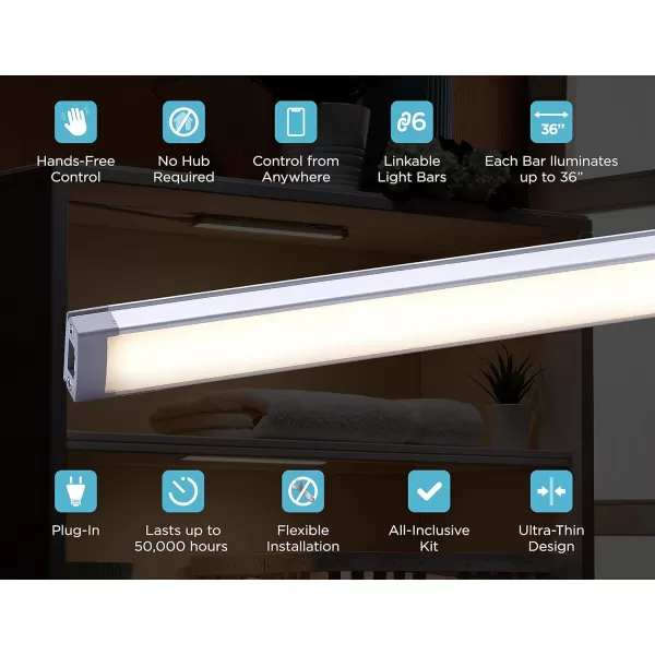 BLACK+DECKER Works with Alexa Smart Under Cabinet Lighting, Adjustable LEDs, 24" Bar, White