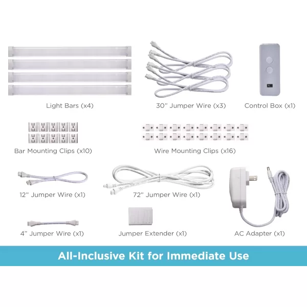BLACK+DECKER Works with Alexa Smart Under Cabinet Lighting, Adjustable LEDs, 24" Bar, White