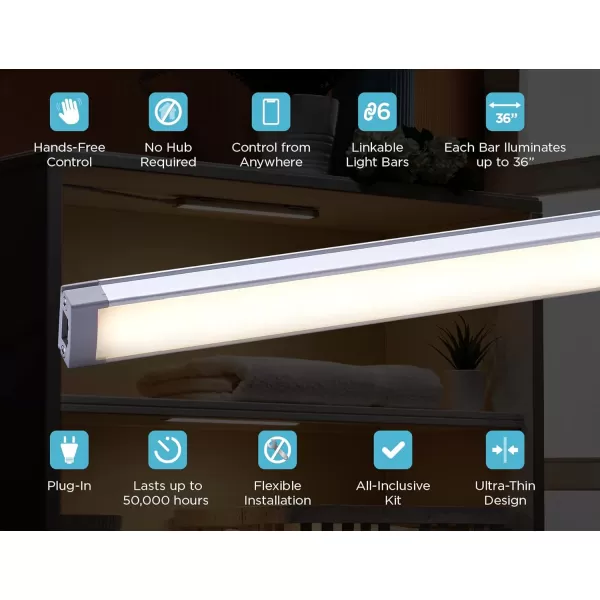 BLACK+DECKER Works with Alexa Smart Under Cabinet Lighting, Adjustable LEDs, 24" Bar, White