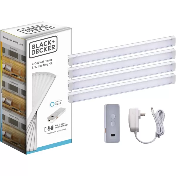 BLACK+DECKER Works with Alexa Smart Under Cabinet Lighting, Adjustable LEDs, 24" Bar, White