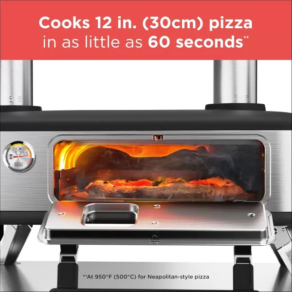 BLACK+DECKER vera Pizza Oven, Outdoor, Wood - Charcoal - Pellet Fired Pizza Oven, Rotating Handle and Temperature Gauge, Portable with Folding Legs for Easy Storage 