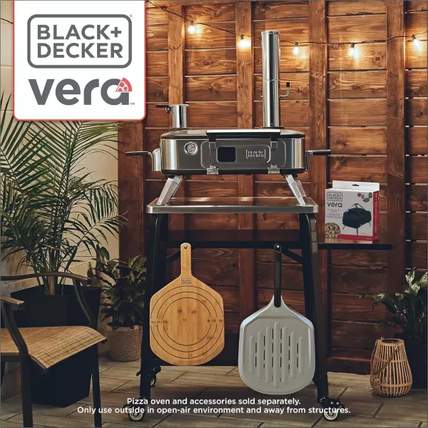 BLACK+DECKER vera Pizza Oven, Outdoor, Wood - Charcoal - Pellet Fired Pizza Oven, Rotating Handle and Temperature Gauge, Portable with Folding Legs for Easy Storage 