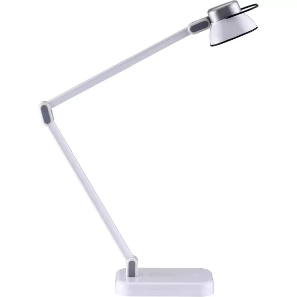 BLACK+DECKER® PureOptics Elate Dual Arm 5W Flicker-Free Natural Daylight LED Desk Lamp with USB Charging Port, 2 Dimming Levels , White 