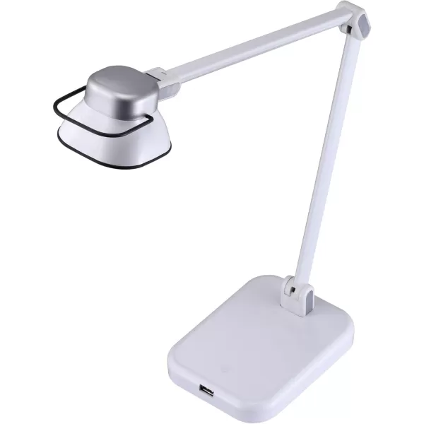 BLACK+DECKER® PureOptics Elate Dual Arm 5W Flicker-Free Natural Daylight LED Desk Lamp with USB Charging Port, 2 Dimming Levels , White 