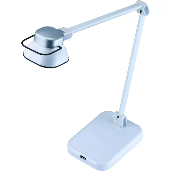 BLACK+DECKER® PureOptics Elate Dual Arm 5W Flicker-Free Natural Daylight LED Desk Lamp with USB Charging Port, 2 Dimming Levels , White 
