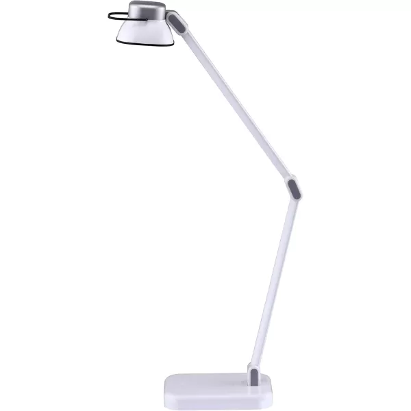 BLACK+DECKER® PureOptics Elate Dual Arm 5W Flicker-Free Natural Daylight LED Desk Lamp with USB Charging Port, 2 Dimming Levels , White 