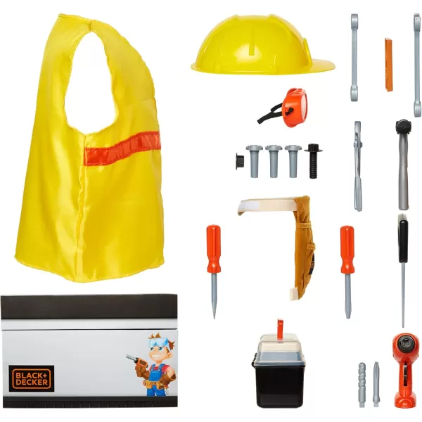 Black + Decker Kids Tool Set Pretend Play Trunk with Tool Box, Construction Vest &amp; Hard Hat – 22 Piece Set [Amazon Exclusive]