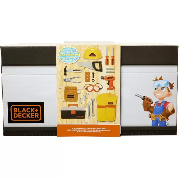 Black + Decker Kids Tool Set Pretend Play Trunk with Tool Box, Construction Vest &amp; Hard Hat – 22 Piece Set [Amazon Exclusive]