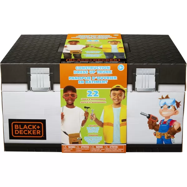 Black + Decker Kids Tool Set Pretend Play Trunk with Tool Box, Construction Vest &amp; Hard Hat – 22 Piece Set [Amazon Exclusive]
