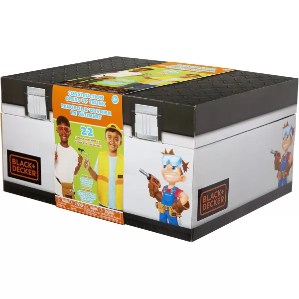 Black + Decker Kids Tool Set Pretend Play Trunk with Tool Box, Construction Vest &amp; Hard Hat – 22 Piece Set [Amazon Exclusive]