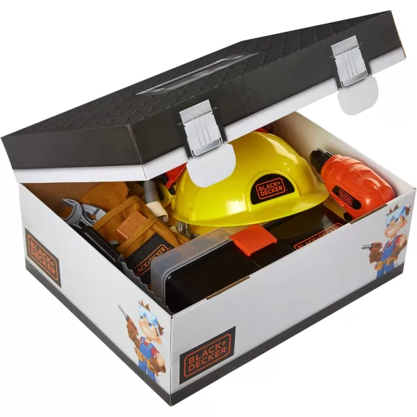 Black + Decker Kids Tool Set Pretend Play Trunk with Tool Box, Construction Vest &amp; Hard Hat – 22 Piece Set [Amazon Exclusive]