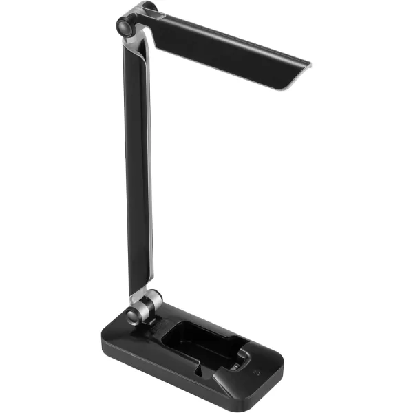 Black and Decker Office LED3FOLD-WHTRED PureOptics Verve 5W Flicker-Free Natural Daylight LED Desk Lamp with USB Charging Port, Phone Stand, 2 Dimming Levels , 16" x 9" x 3.5", White/Red