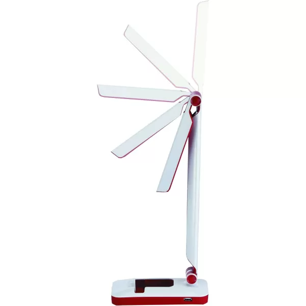 Black and Decker Office LED3FOLD-WHTRED PureOptics Verve 5W Flicker-Free Natural Daylight LED Desk Lamp with USB Charging Port, Phone Stand, 2 Dimming Levels , 16" x 9" x 3.5", White/Red