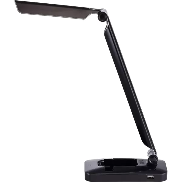 Black and Decker Office LED3FOLD-WHTRED PureOptics Verve 5W Flicker-Free Natural Daylight LED Desk Lamp with USB Charging Port, Phone Stand, 2 Dimming Levels , 16" x 9" x 3.5", White/Red