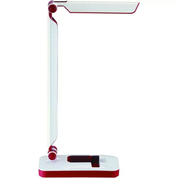 Black and Decker Office LED3FOLD-WHTRED PureOptics Verve 5W Flicker-Free Natural Daylight LED Desk Lamp with USB Charging Port, Phone Stand, 2 Dimming Levels , 16" x 9" x 3.5", White/Red