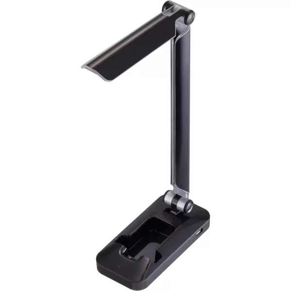 Black and Decker Office LED3FOLD-WHTRED PureOptics Verve 5W Flicker-Free Natural Daylight LED Desk Lamp with USB Charging Port, Phone Stand, 2 Dimming Levels , 16" x 9" x 3.5", White/Red