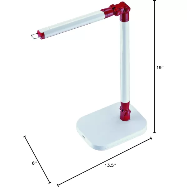 Black and Decker Office LED5ELIGHT-WHTRED PureOptics Exalt Flash 5W Flicker-Free Natural Daylight LED Desk Lamp, 13.5" x 6" x 19", White/Red
