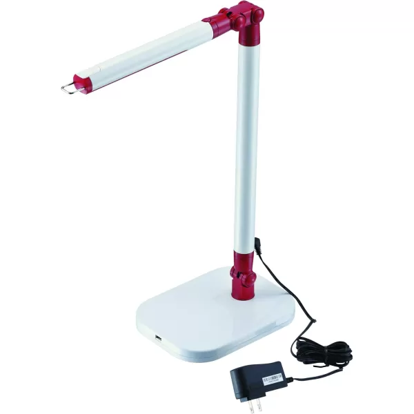 Black and Decker Office LED5ELIGHT-WHTRED PureOptics Exalt Flash 5W Flicker-Free Natural Daylight LED Desk Lamp, 13.5" x 6" x 19", White/Red