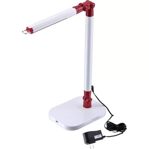 Black and Decker Office LED5ELIGHT-WHTRED PureOptics Exalt Flash 5W Flicker-Free Natural Daylight LED Desk Lamp, 13.5" x 6" x 19", White/Red