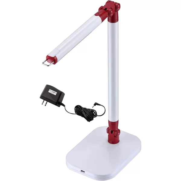 Black and Decker Office LED5ELIGHT-WHTRED PureOptics Exalt Flash 5W Flicker-Free Natural Daylight LED Desk Lamp, 13.5" x 6" x 19", White/Red