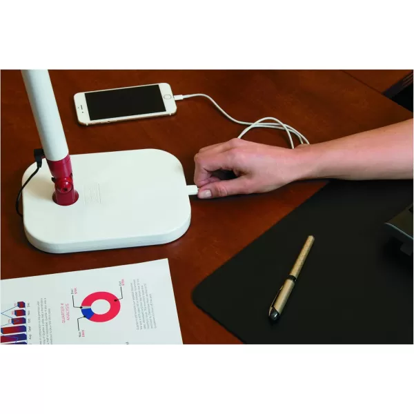 Black and Decker Office LED5ELIGHT-WHTRED PureOptics Exalt Flash 5W Flicker-Free Natural Daylight LED Desk Lamp, 13.5" x 6" x 19", White/Red