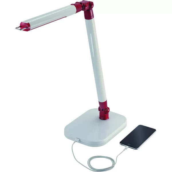 Black and Decker Office LED5ELIGHT-WHTRED PureOptics Exalt Flash 5W Flicker-Free Natural Daylight LED Desk Lamp, 13.5" x 6" x 19", White/Red