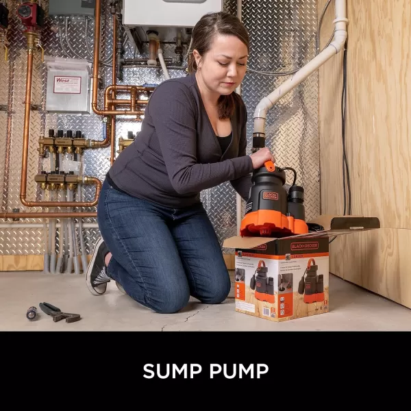 Black+Decker 1/3 HP Submersible Sump Pump, Pumps up to 2500 GPH