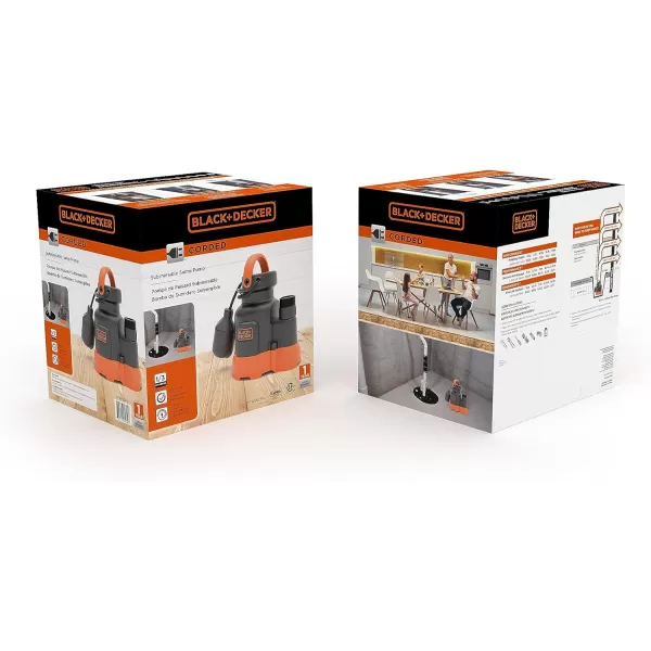 Black+Decker 1/3 HP Submersible Sump Pump, Pumps up to 2500 GPH