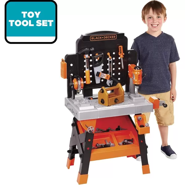 Black+Decker Kids Workbench - Power Tools Workshop - Build Your Own Toy Tool Box – 75 Realistic Toy Tools and Accessories [Amazon Exclusive]