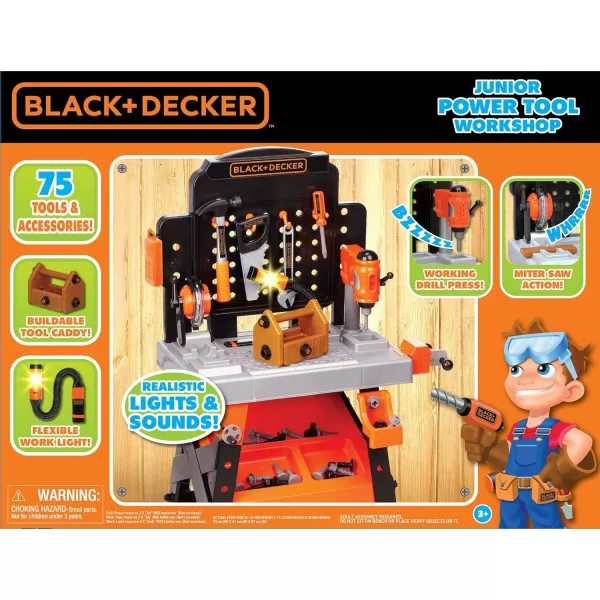 Black+Decker Kids Workbench - Power Tools Workshop - Build Your Own Toy Tool Box – 75 Realistic Toy Tools and Accessories [Amazon Exclusive]