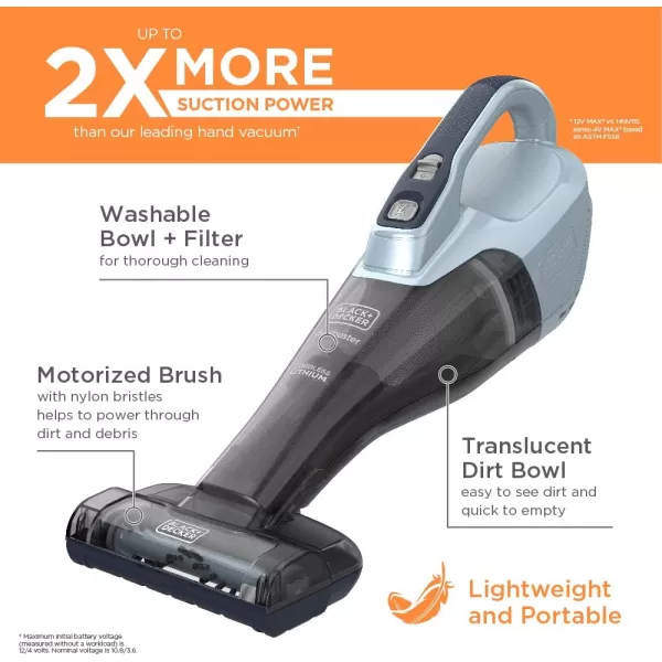 Black+Decker dustbuster QuickClean Pet Cordless Handheld Vacuum with Motorized Upholstery Brush, White 
