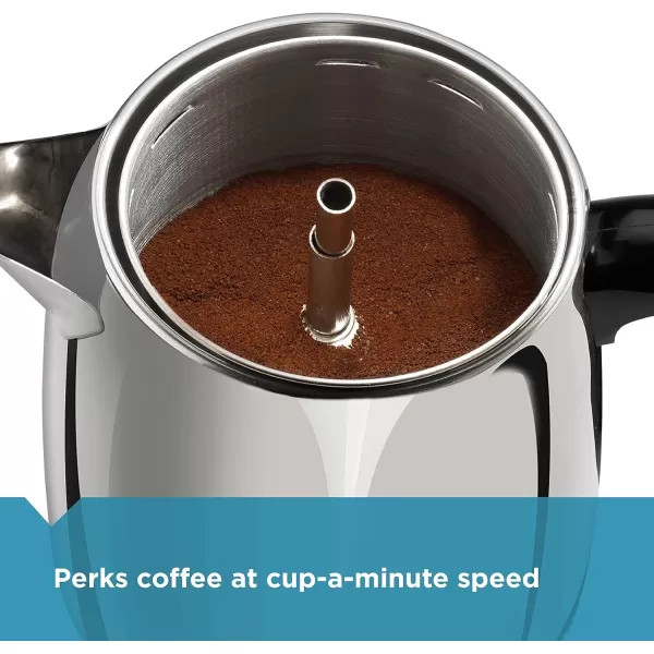 Farberware Electric Coffee Percolator, FCP412, Stainless Steel Basket, Automatic Keep Warm, No-Drip Spout, 12 Cup