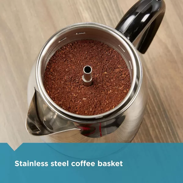 Farberware Electric Coffee Percolator, FCP412, Stainless Steel Basket, Automatic Keep Warm, No-Drip Spout, 12 Cup