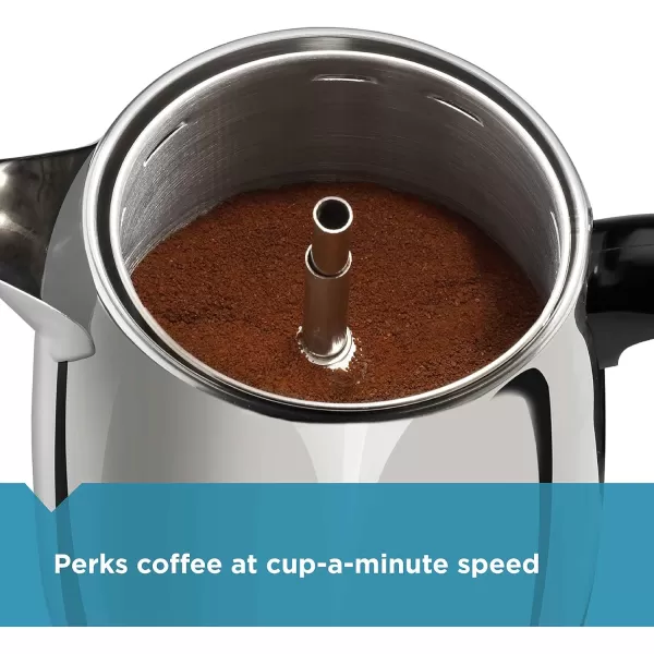 Farberware Electric Coffee Percolator, FCP412, Stainless Steel Basket, Automatic Keep Warm, No-Drip Spout, 12 Cup