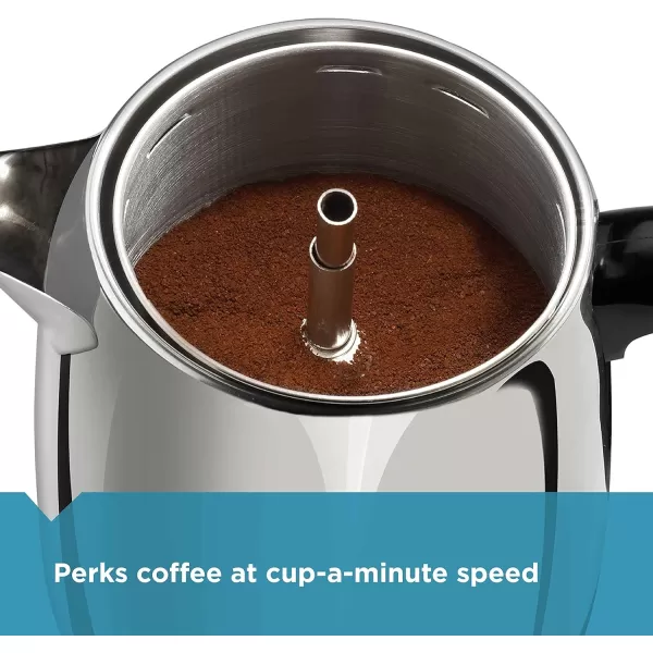 Farberware Electric Coffee Percolator, FCP412, Stainless Steel Basket, Automatic Keep Warm, No-Drip Spout, 12 Cup