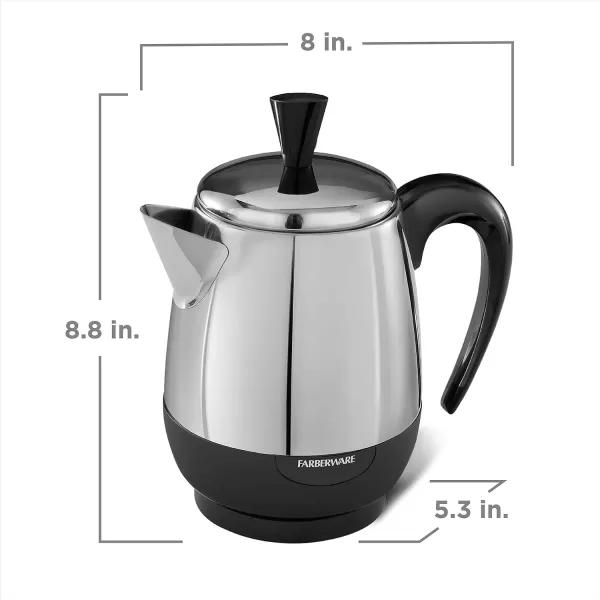 Farberware Electric Coffee Percolator, FCP412, Stainless Steel Basket, Automatic Keep Warm, No-Drip Spout, 12 Cup