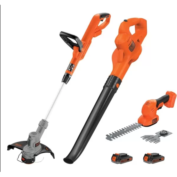 BLACK &amp; DECKER 20V Cordless Combo Kit, String/Hedge Trimmer and Sweeper, 2 Batteries and Charger Included 