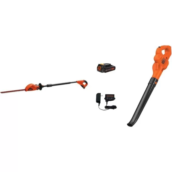 BLACK+DECKER 20V MAX Cordless Pole Hedge Trimmer, 18-Inch  &amp; 20V Max Lithium Sweeper 