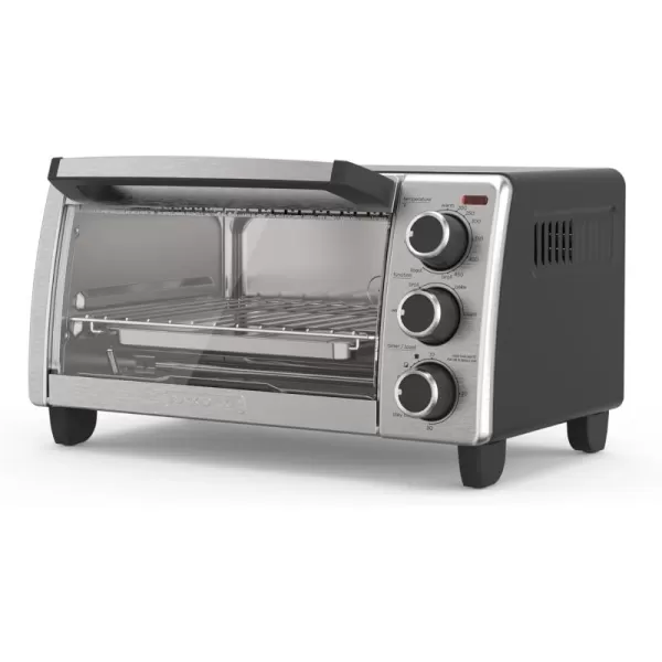 BLACK+DECKER 4-Slice Toaster Oven, TO1756SB, Even Toast, 4 Cooking Functions Bake, Broil, Toast and Keep Warm, Removable Crumb Tray, Timer