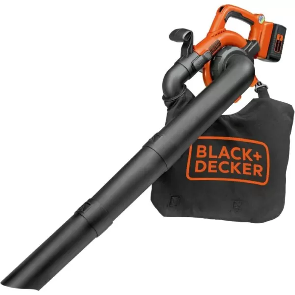 BLACK+DECKER 40V Cordless Leaf Blower Kit, 120 mph Air Speed, 6-Speed Dial, Built-In Scraper, With Collection Bag, Battery and Charger Included 