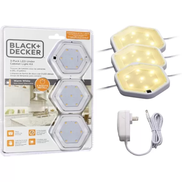 BLACK+DECKER 7-Pack LED Puck Light Kit, Warm White 