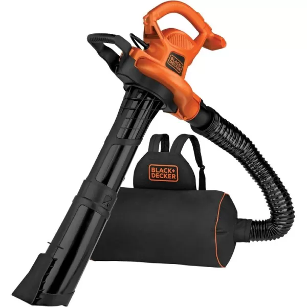 BLACK+DECKER Electric Leaf Blower, Leaf Vacuum and Mulcher 3 in 1, 250 mph Airflow, 400 cfm Delivery Power, Reusable Bag Included, Corded 